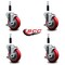 Service Caster 4'' Red Poly Swivel 7/8'' Expanding Stem Caster Set with Brake, 4PK SCC-EX20S414-PPUB-RED-TLB-78-4 - alternate 4